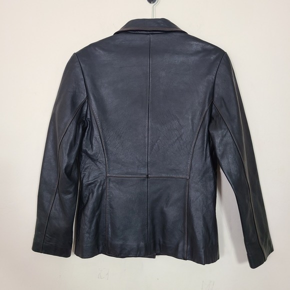 Tibor Black Leather Womens M Jacket Biker Moto Grunge Y2K Streetwear Retro Edgy - Picture 14 of 15